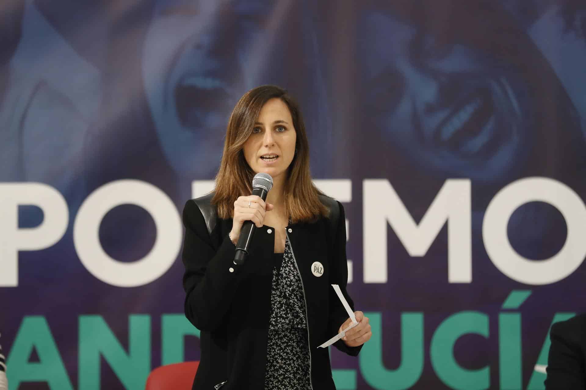 Ione Belarra, secretaria general de Podemos, en un acto de Podemos.