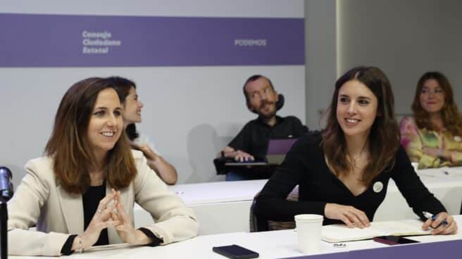 Ione Belarra e Irene Montero, en el Consejo Ciudadano Estatal de Podemos.