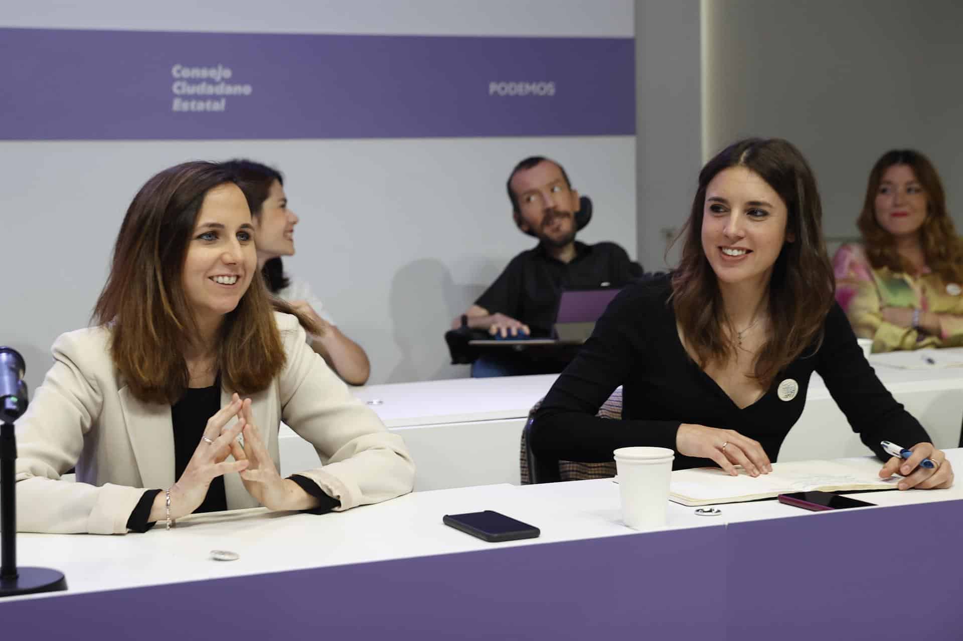 Ione Belarra e Irene Montero, en el Consejo Ciudadano Estatal de Podemos.