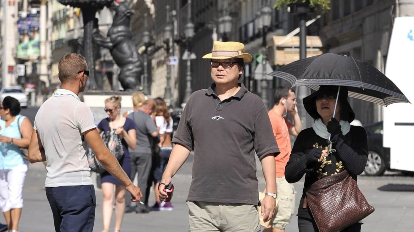 Turistas japoneses en Madrid.