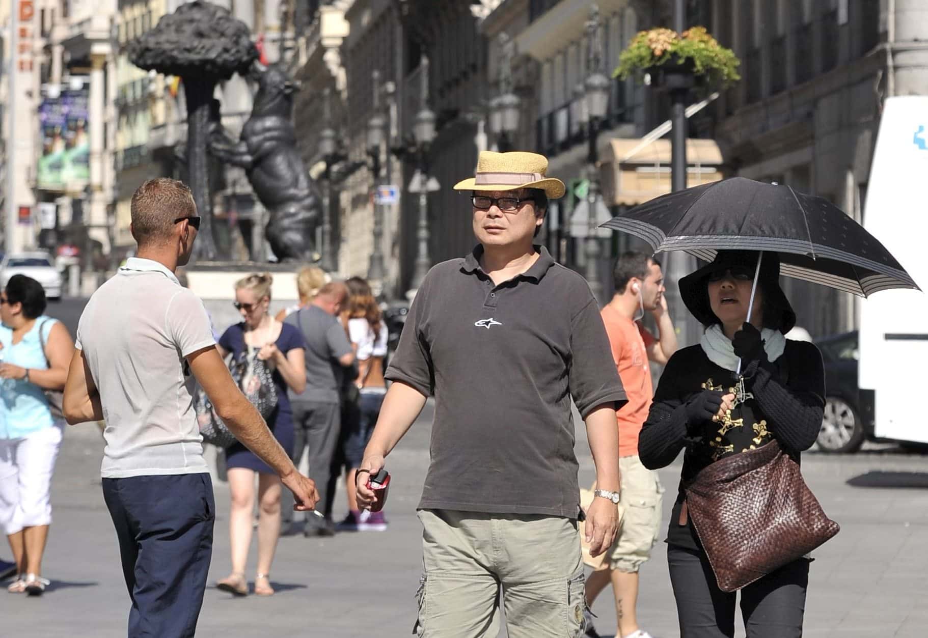 Turistas japoneses en Madrid.