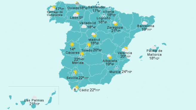 Mapa de España del tiempo en Semana Santa 2022
