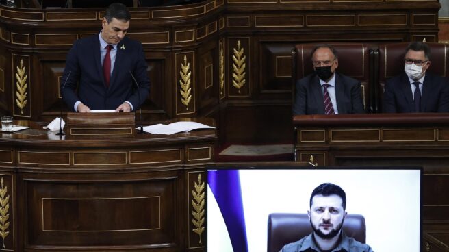 Pedro Sánchez interviene tras Volodimir Zelenski en el Congreso de los Diputados. Pedro Sánchez interviene tras Volodimir Zelenski en el Congreso de los Diputados.