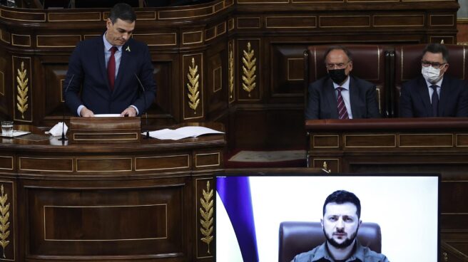 Pedro Sánchez interviene tras Volodimir Zelenski en el Congreso de los Diputados.