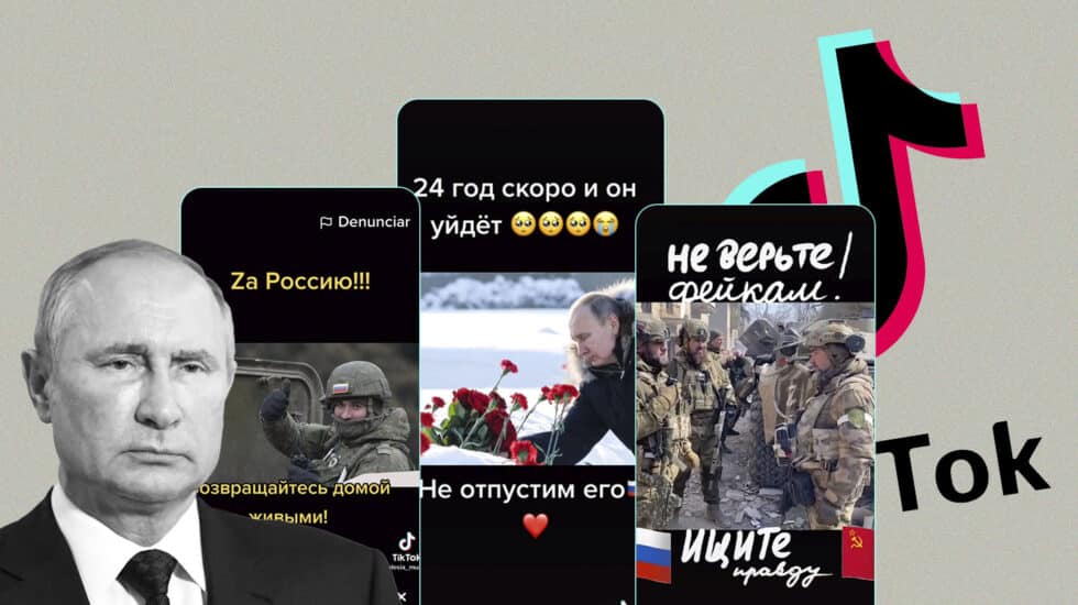 Capturas de mensajes sobre la intervención rusa en Tiktok.