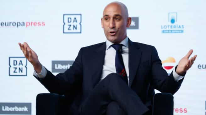 rfef-creditos-ico-coronavirus-ingresos-rubiales El presidente de la Federación Española de Fútbol (RFEF), Luis Rubiales, en un desayuno informativo.