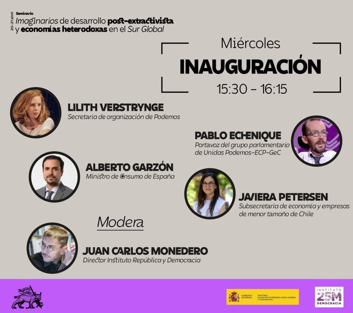 Cartel de inauguración del seminario de Unidas Podemos