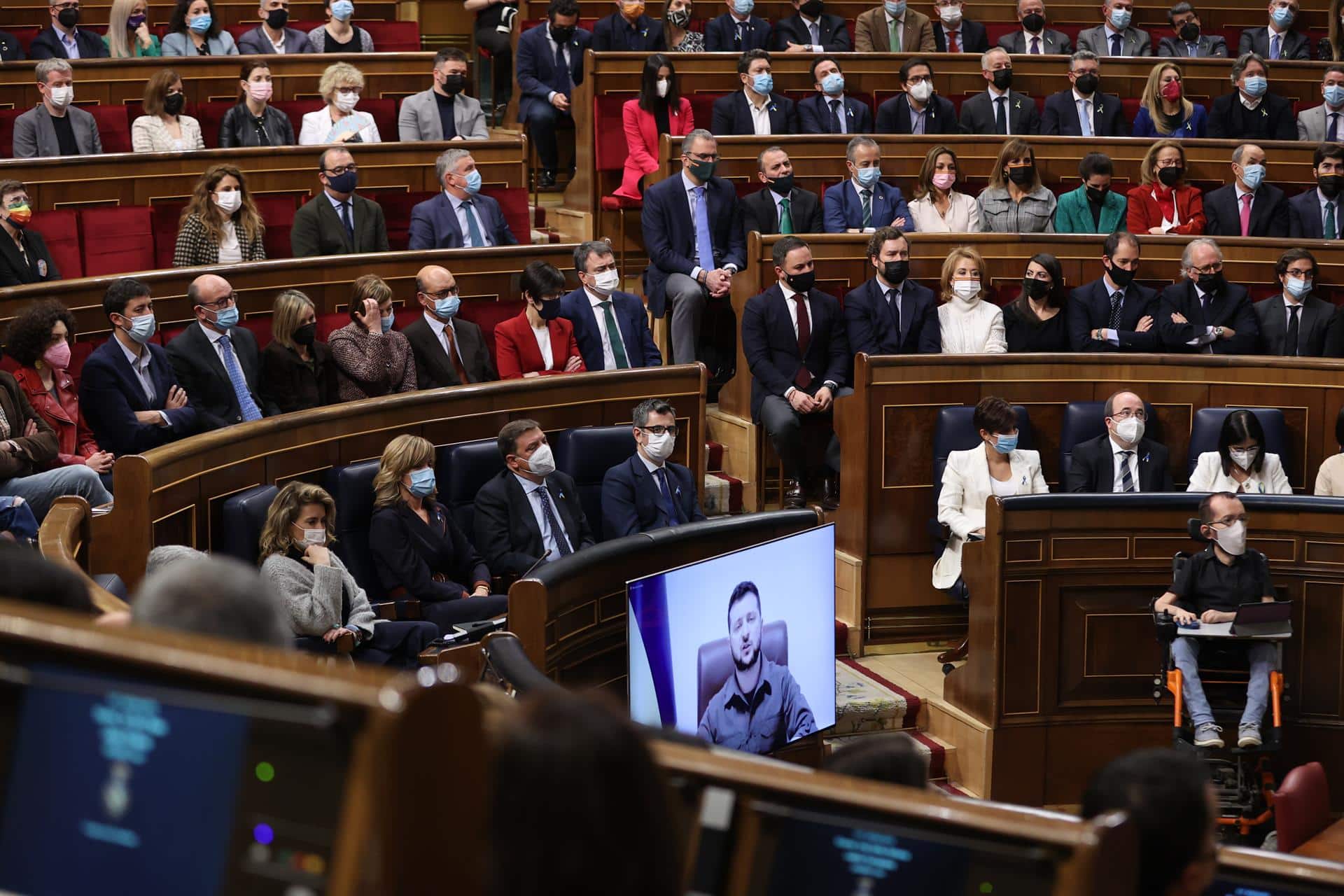 El presidente ucraniano, Volodimir Zelenski, interviene en el Congreso