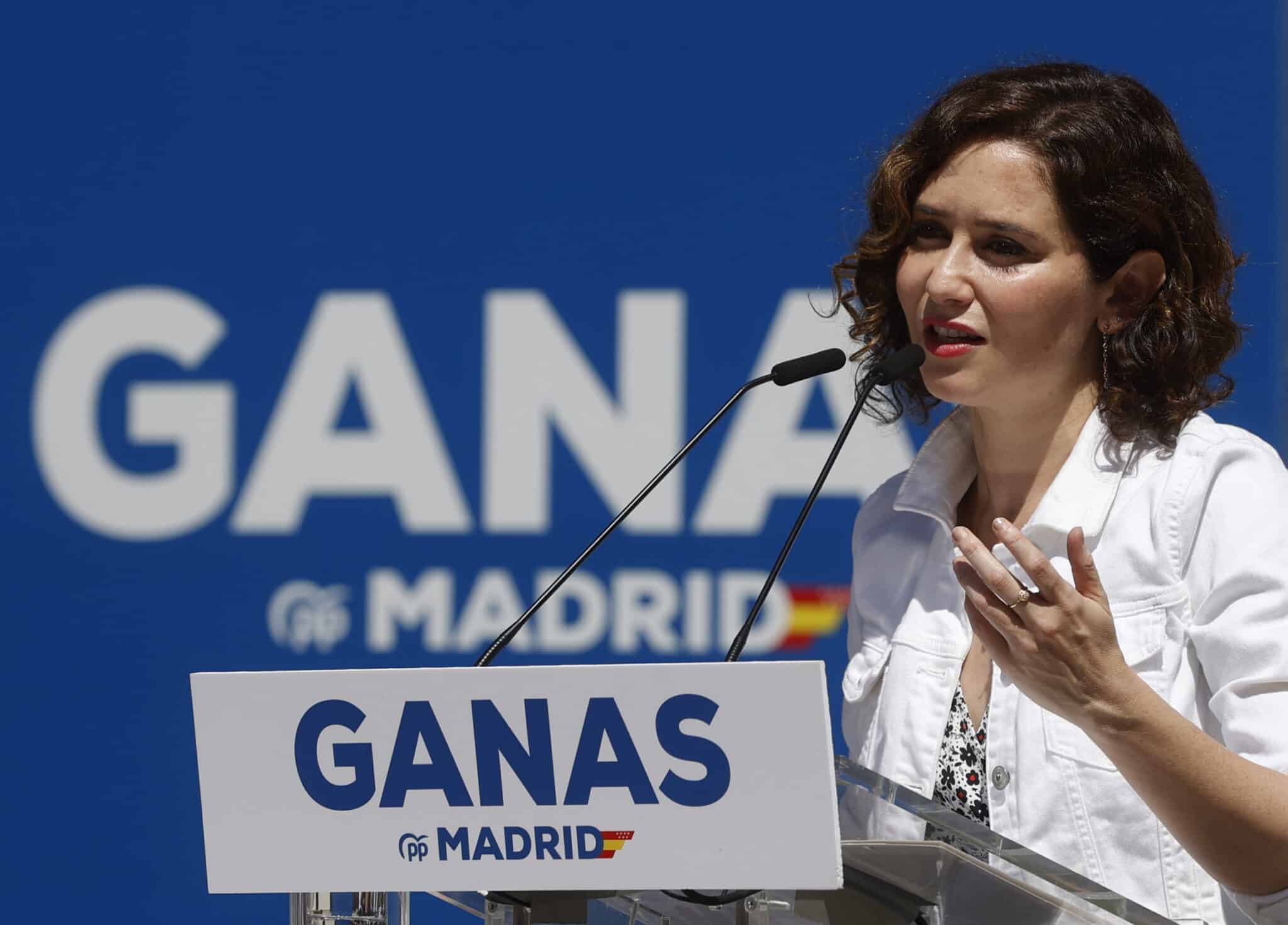 Isabel Díaz Ayuso, durante un acto del PP en Arganda.