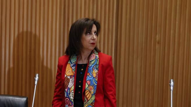 La ministra de Defensa, Margarita Robles, durante su comparecencia este miércoles ante la Comisión de Defensa del Congreso de los Diputados.