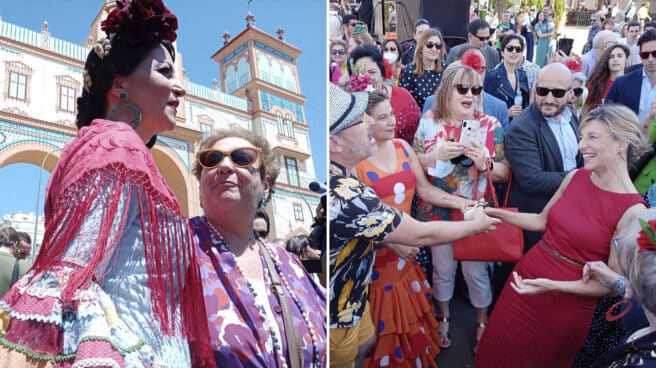 Macarena Olona y Yolanda Díaz, en la Feria de Abril de Sevilla.