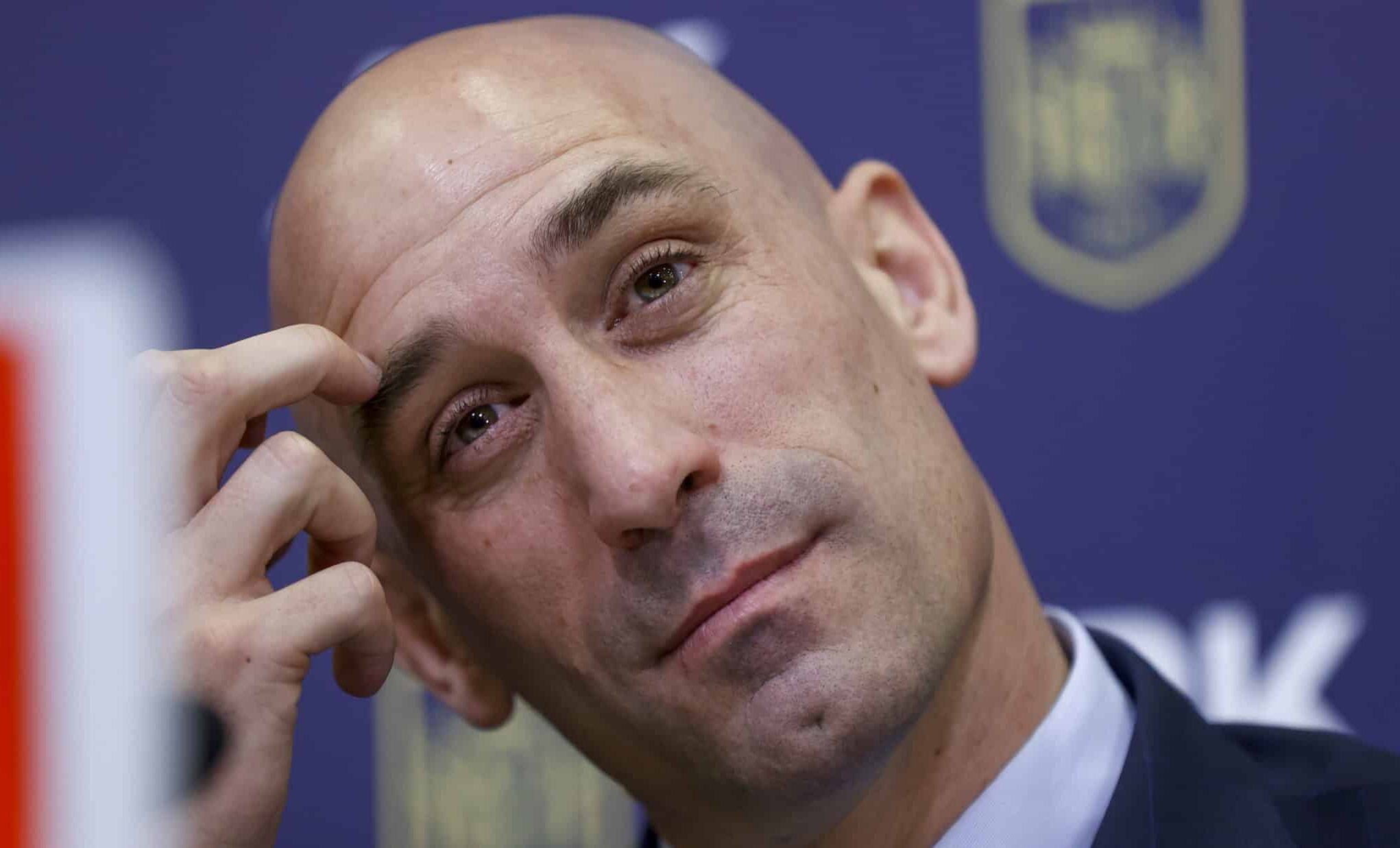 El presidente de la RFEF, Luis Rubiales durante la presentación del acuerdo con Huobi Group