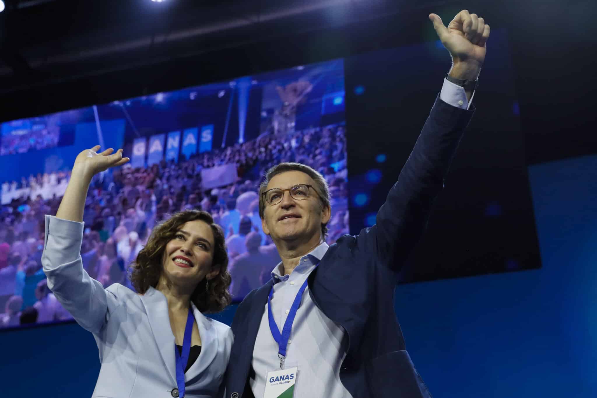 Ayuso y Feijóo, en el Congreso del PP de Madrid.