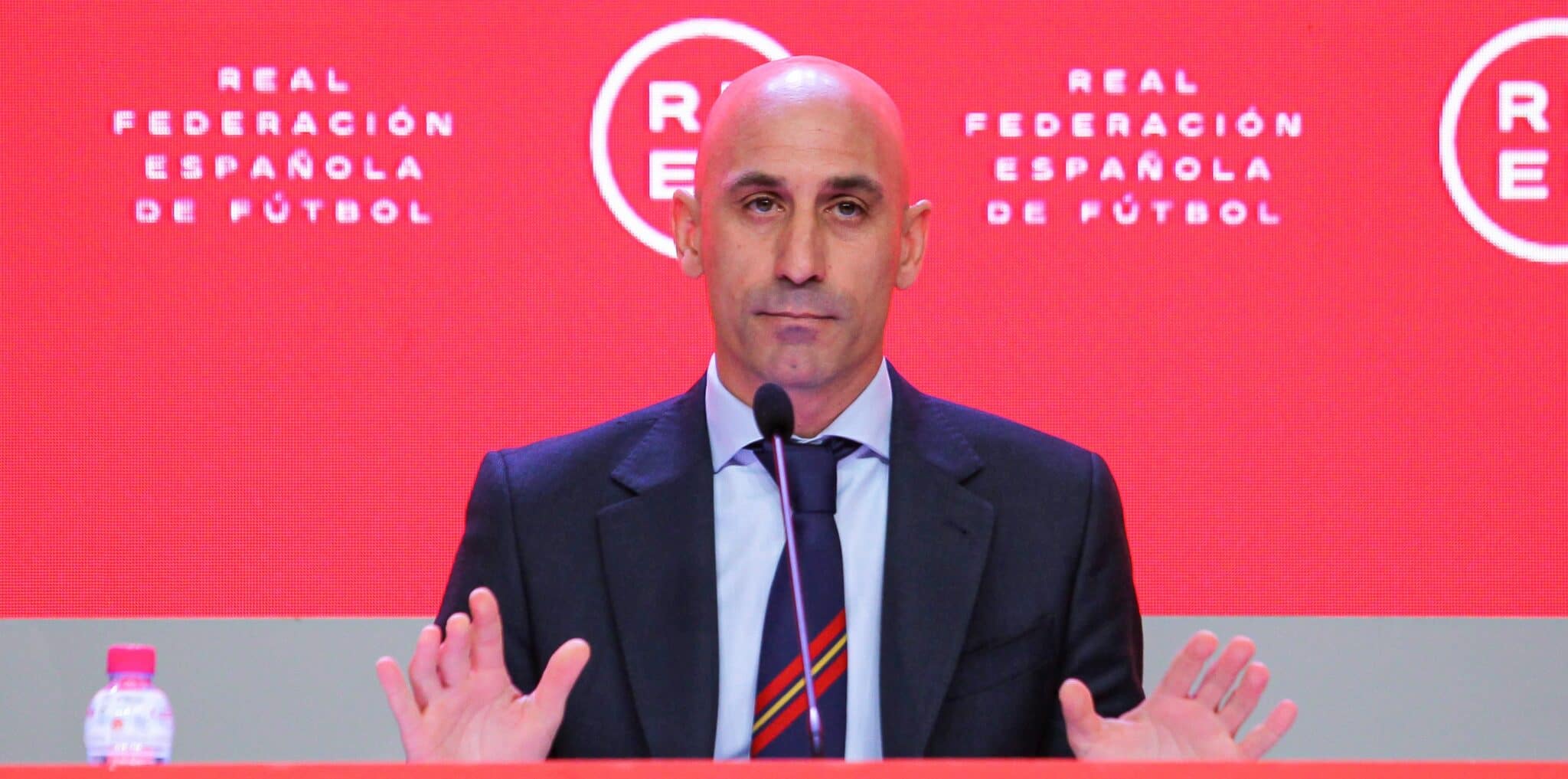 El presidente de la RFEF, Luis Rubiales, en una comparecencia informativa.