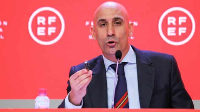 El presidente de la RFEF, Luis Rubiales, en su última conferencia de prensa.