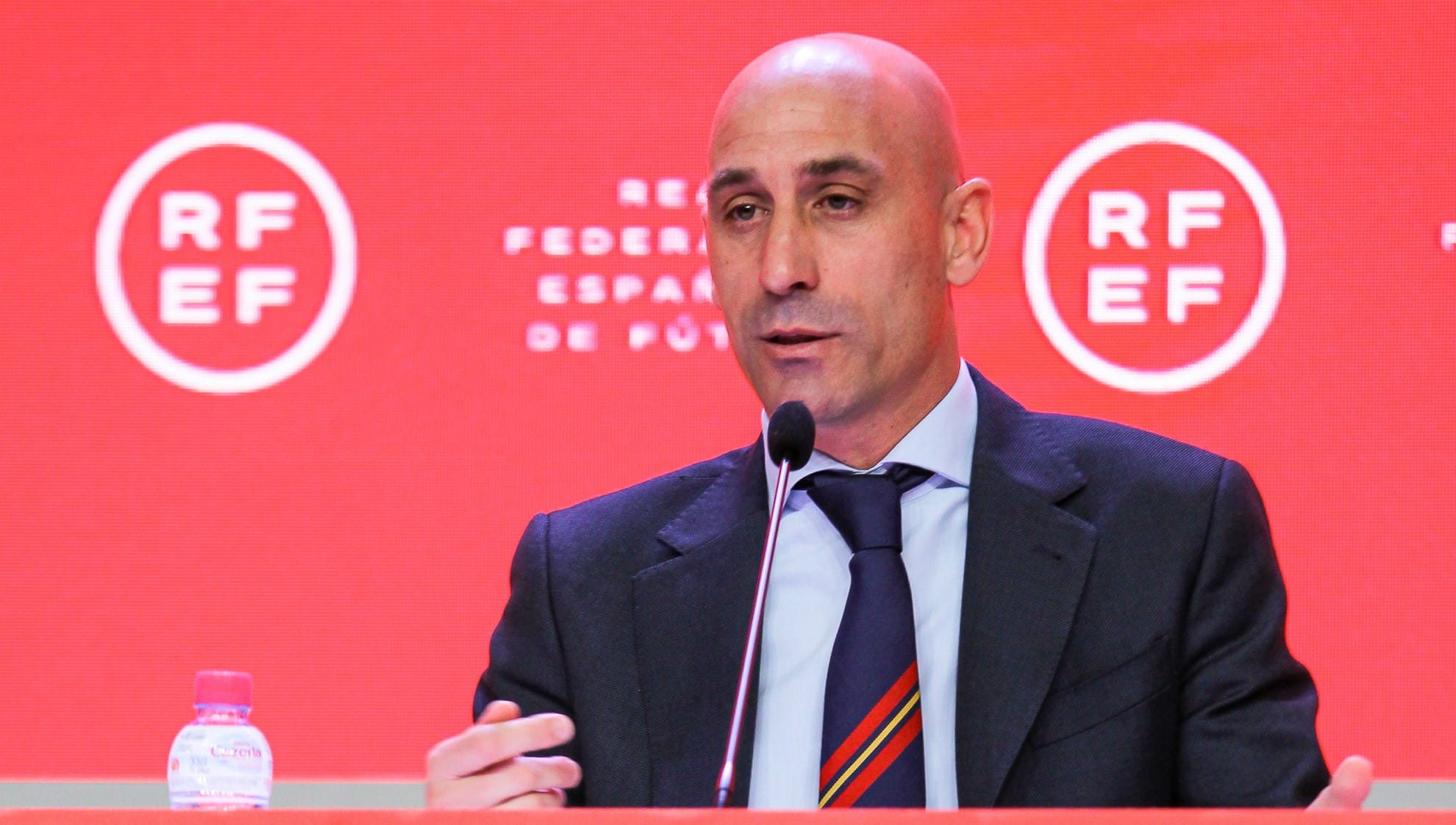 El presidente de la RFEF, Luis Rubiales, en una comparecencia informativa.