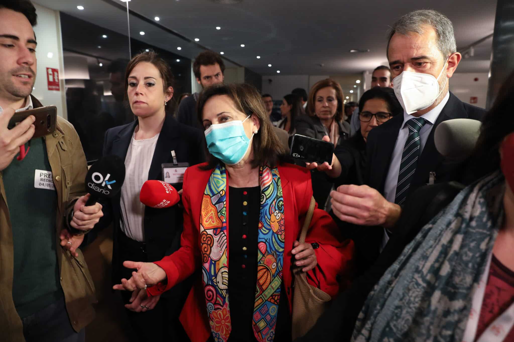 Margarita Robles, tras salir de la Comisión de Defensa en el Congreso.