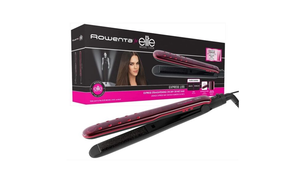 Plancha de pelo Rowenta con la caja