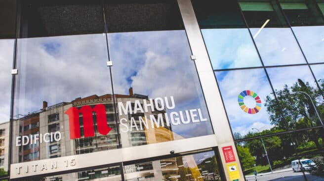 Entrada de la sede corporativa del grupo Mahou en Madrid.