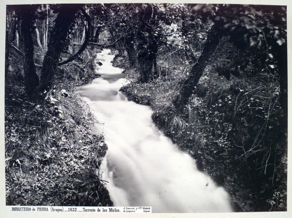Vista del torrente de los Mirlos, en el Monasterio de Piedra, J. Laurent, 1862