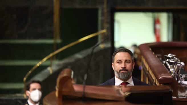 El líder de Vox, Santiago Abascal, en una sesión plenaria en el Congreso de los Diputados.