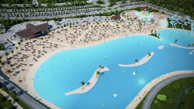 La playa artificial más grande de Europa estará a media hora de Madrid Diseño de lo que sería Alovera Beach