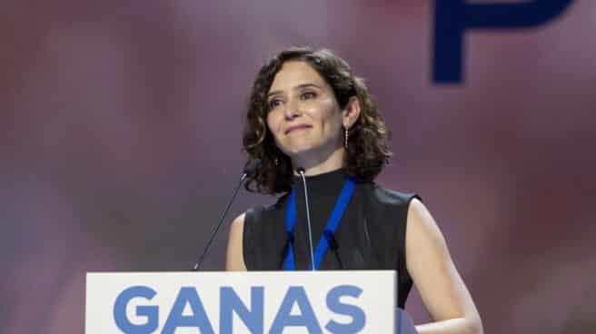 La presidenta de la Comunidad de Madrid, Isabel Díaz Ayuso, interviene durante la primera jornada del XVII Congreso del Partido Popular de Madrid. La presidenta de la Comunidad de Madrid, Isabel Díaz Ayuso, interviene durante la primera jornada del XVII Congreso del Partido Popular de Madrid.