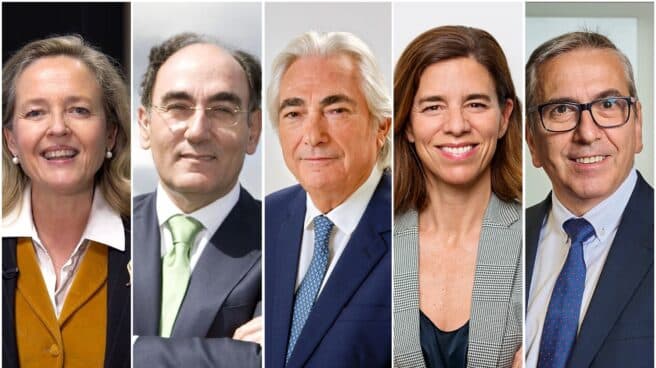 Fond-ICO Next Tech, Iberdrola y Nortia se alían con Seaya para acelerar la transición energética y la sostenibilidad a través del fondo tecnológico Andrómeda Nadia Calviño (i), y directivos de las energéticas