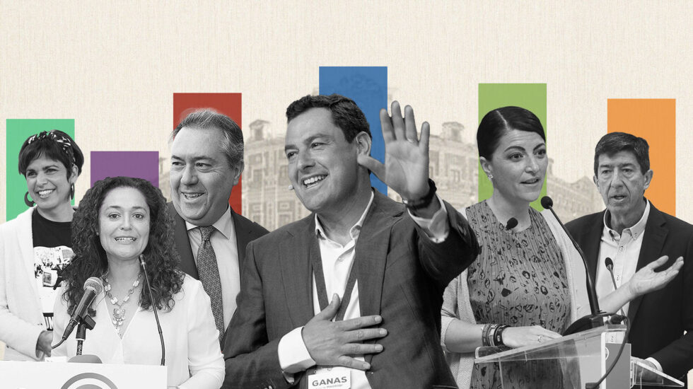 Moreno Bonilla, Macarena Olona y Juan Marín, Juan Espadas, Inmauculada Nieto y Teresa Rodriguez