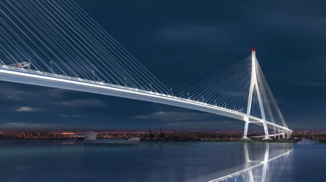 Imagen del futuro puente Gordie Howe entre Estados Unidos y Canadá. El Plan Director de Sostenibilidad 2025 de ACS establece la hoja de ruta del Grupo ACS para liderar la transición global hacia unas infraestructuras sostenibles y alcanzar la neutralidad de carbono en 2045.