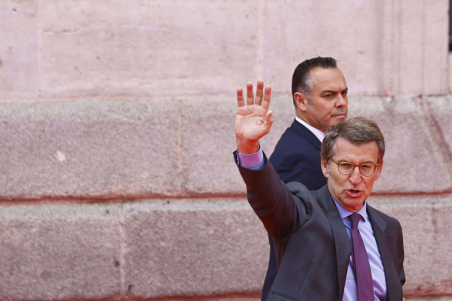 El presidente del PP, Alberto Núñez Feijóo, en el acto de conmemoración del 2 de mayo.