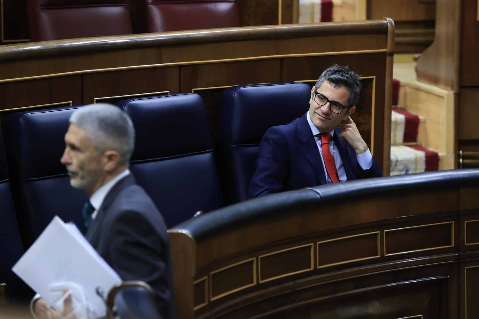 Félix Bolaños, este jueves en el Congreso de los Diputados.