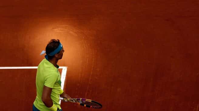 Rafael Nadal, en su partido de octavos en Roland Garros contra el canadiense Auger-Aliassime. Rafael Nadal, en su partido de octavos en Roland Garros contra el canadiense Auger-Aliassime.