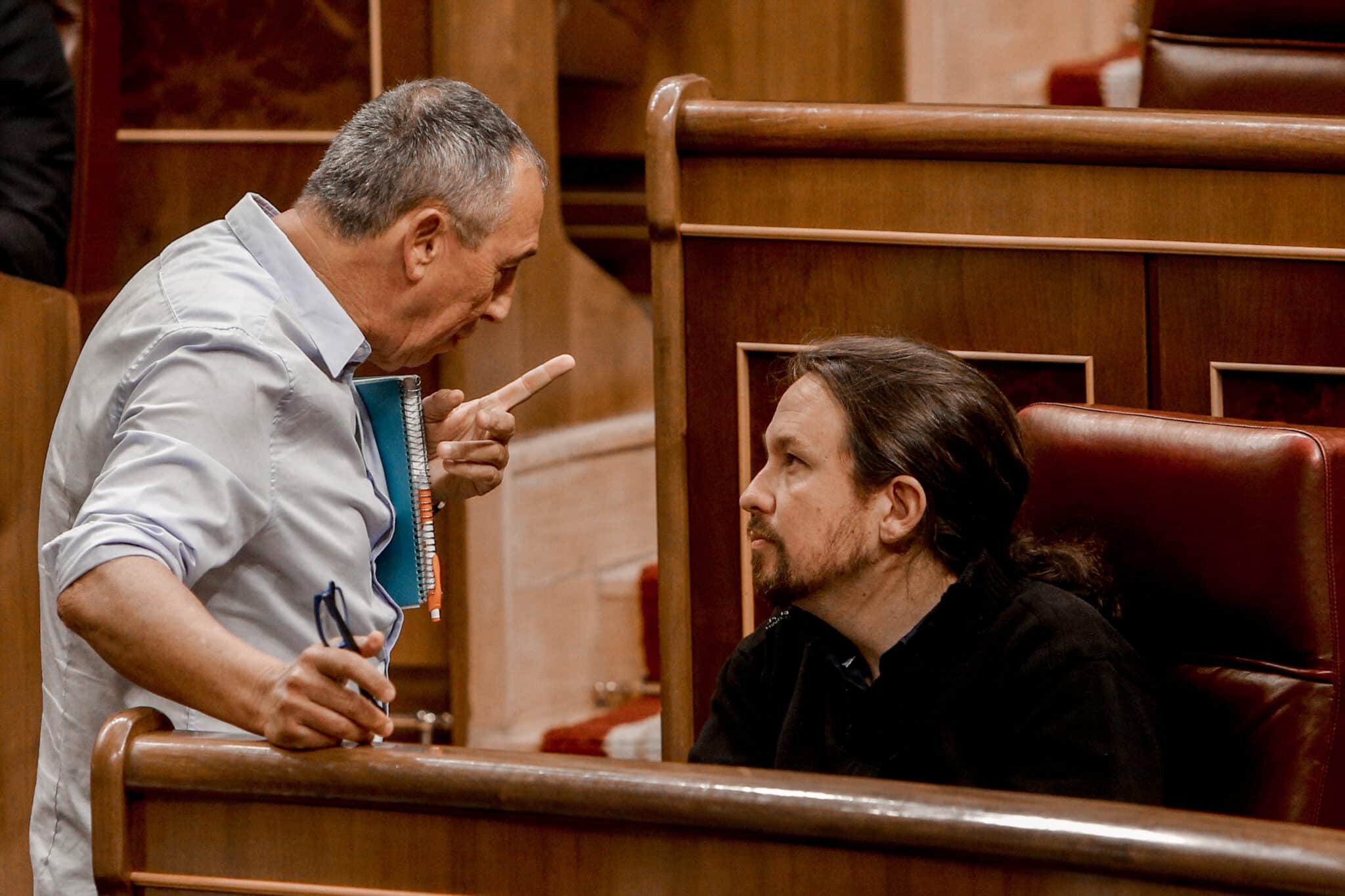 Joan Baldoví y Pablo Iglesias, en el Congreso de los Diputados en septiembre de 2019.