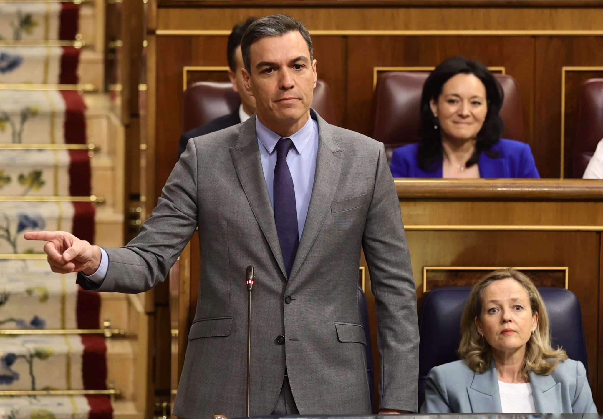 El presidente del Gobierno, Pedro Sánchez, interviene en una sesión de control, en el Congreso de los Diputados.