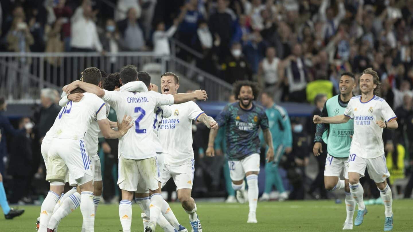 Los jugadores del Real Madrid celebran la victoria ante el Manchester City