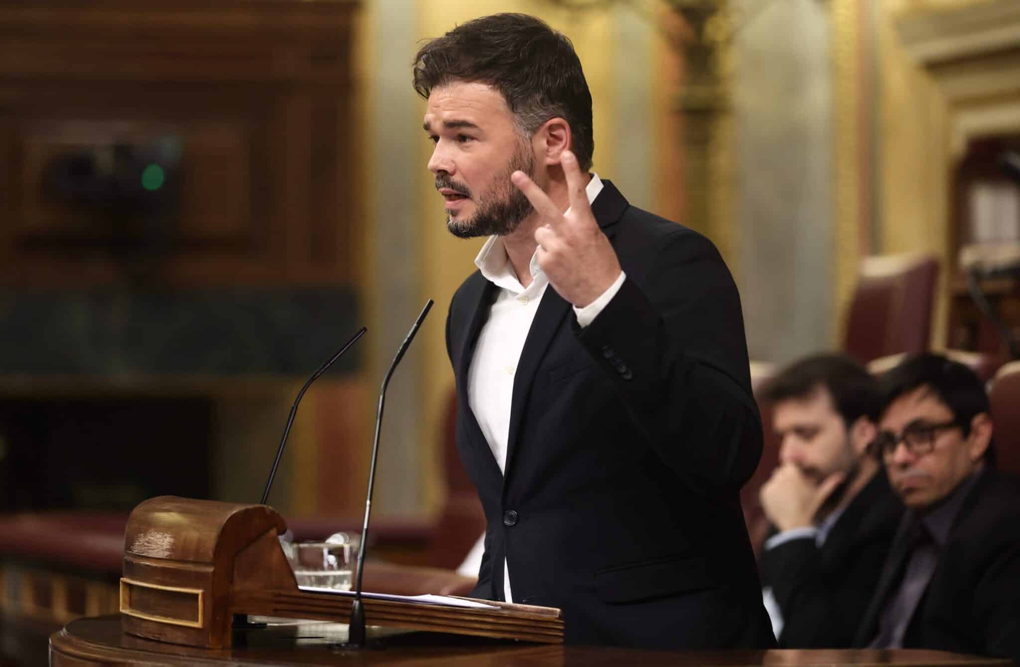 El portavoz de Esquerra Republicana (ERC) en el Congreso, Gabriel Rufián, interviene en una sesión plenaria en el Congreso de los Diputados.