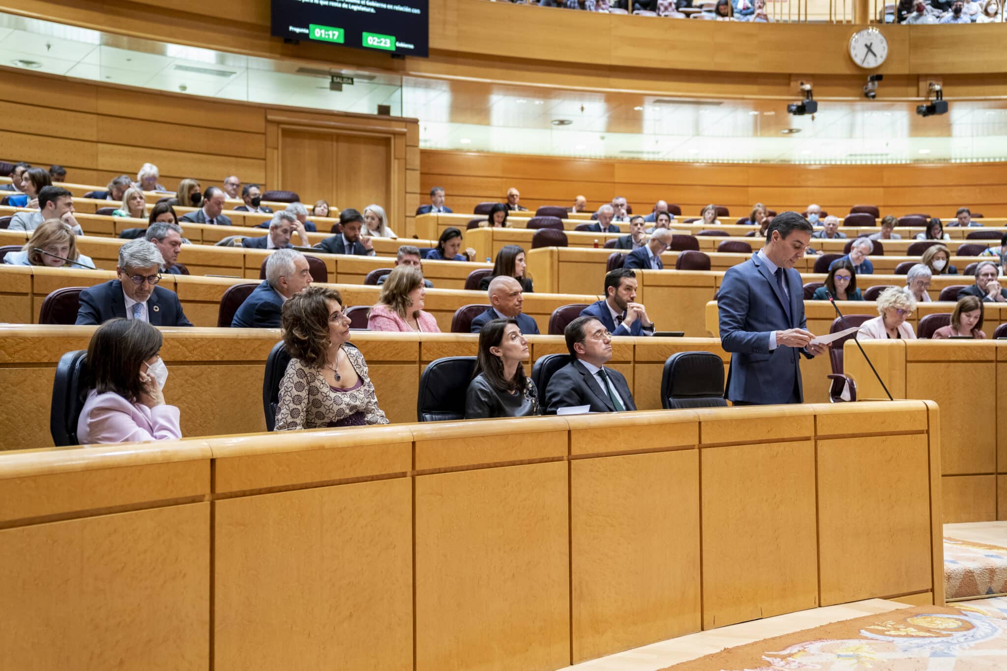 Pedro Sánchez interviene en el Senado durante una sesión de control al Gobierno.