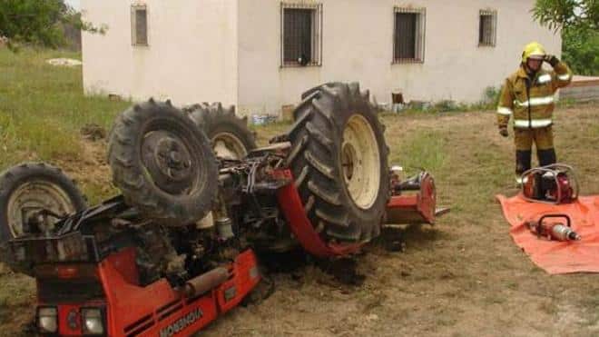 Tractor volcado en Asturias