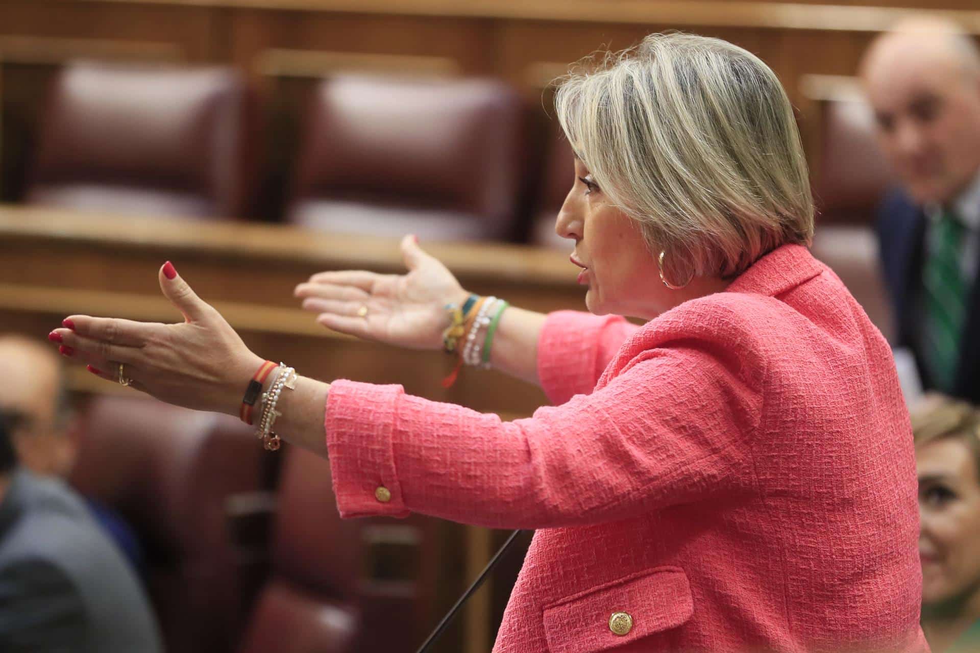 Inés Cañizares, diputada de Vox, durante su intervención en la sesión de control al Gobierno.