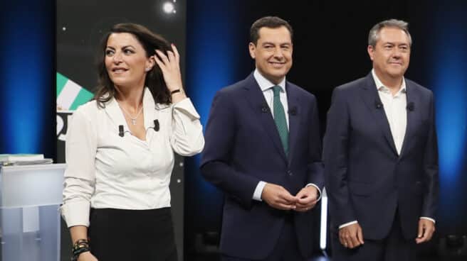 Olona, Moreno y Espadas, en el debate de RTVE. Olona, Moreno y Espadas, en el debate de RTVE.