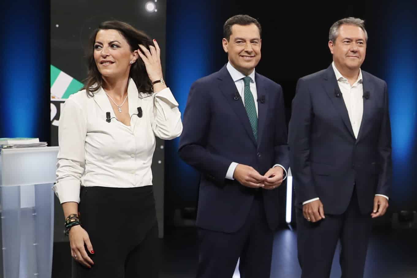 Olona, Moreno y Espadas, en el debate de RTVE.