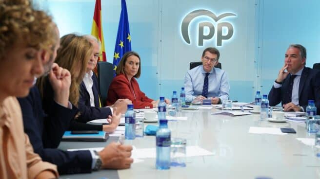El líder del PP, Alberto Núñez Feijóo, preside la reunión del comité de dirección del partido de este lunes en la sede nacional de Génova, en Madrid. El líder del PP, Alberto Núñez Feijóo, preside la reunión del comité de dirección del partido de este lunes en la sede nacional de Génova, en Madrid.