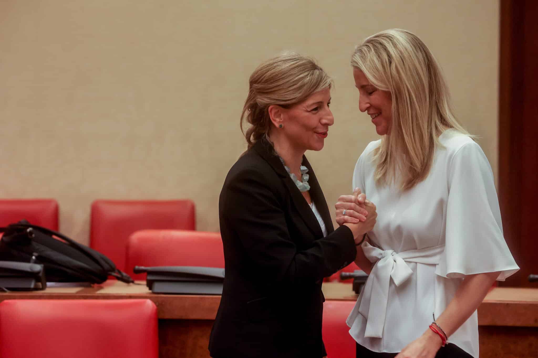 Yolanda Díaz y María Muñoz (Cs), en la Comisión de Trabajo del Congreso.