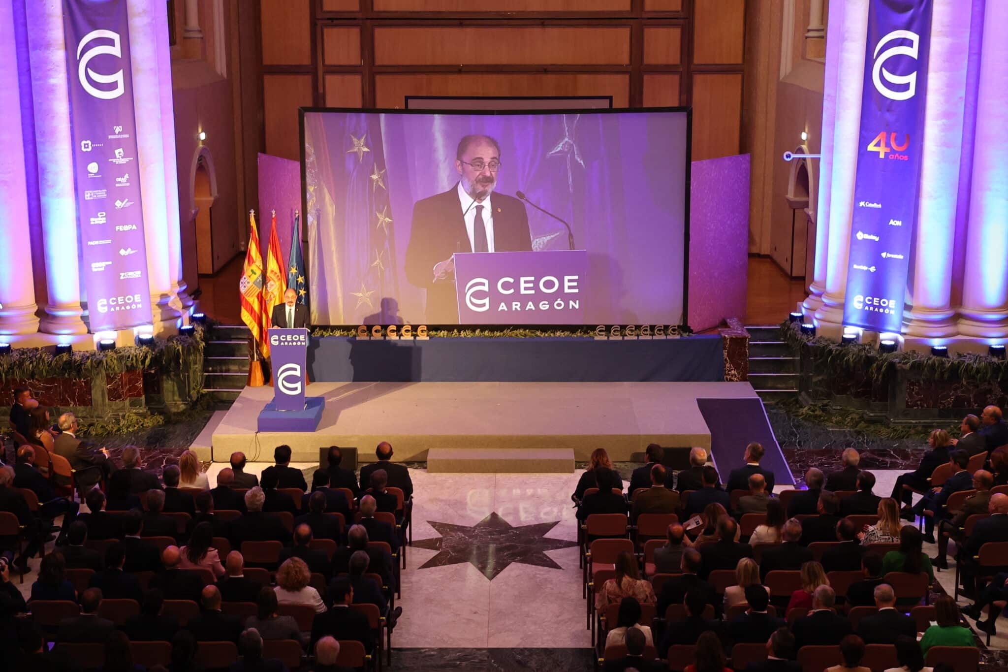 Vista general de la intervención del presidente del Gobierno de Aragón, Javier Lambán