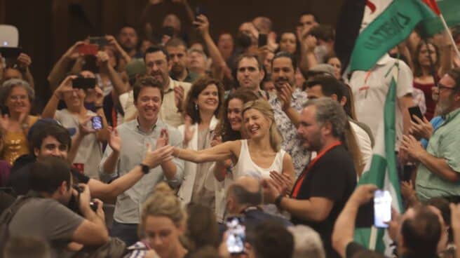 Íñigo Errejón y Yolanda Díaz, en un mitin en Málaga.