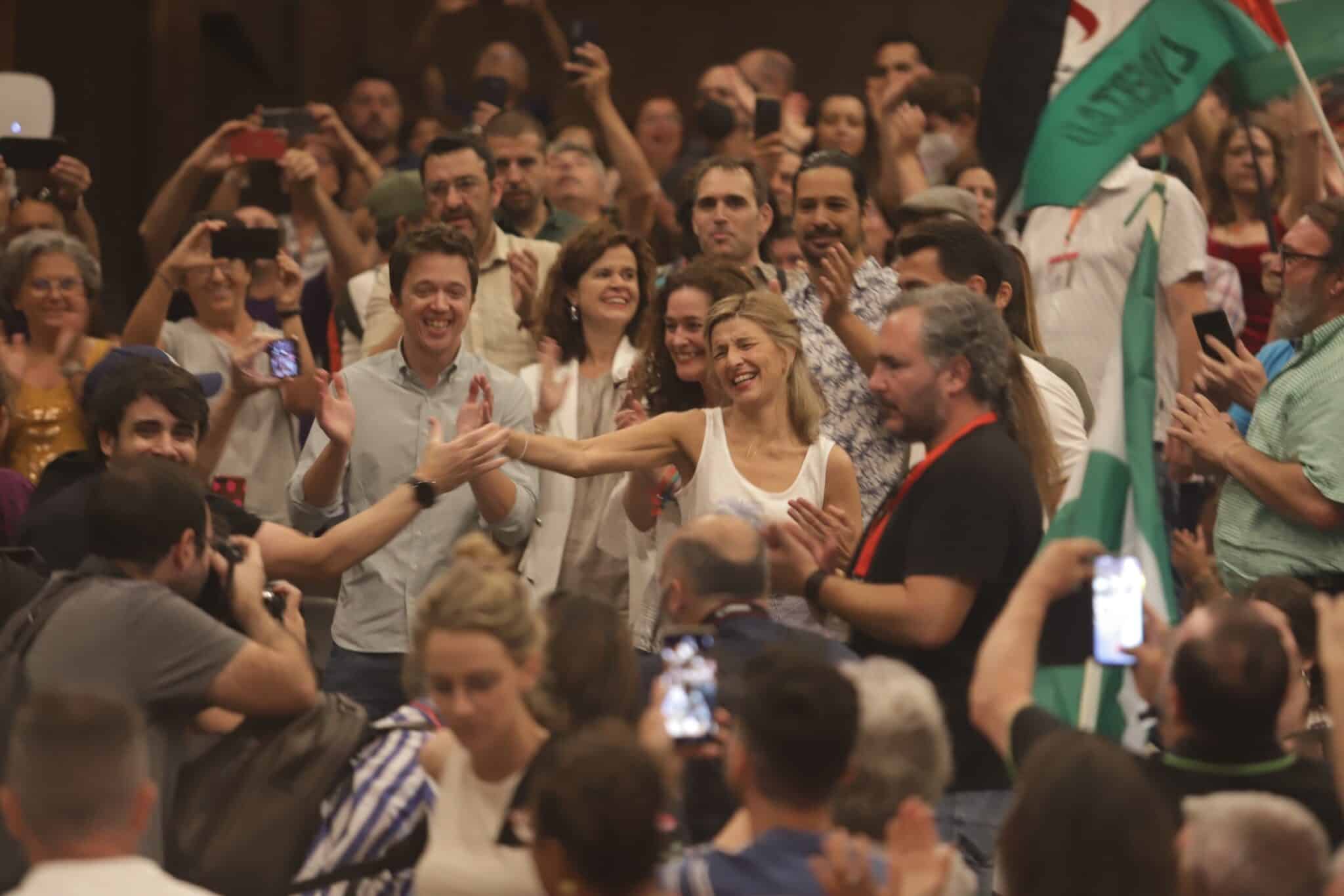 Íñigo Errejón y Yolanda Díaz, en un mitin en Málaga.