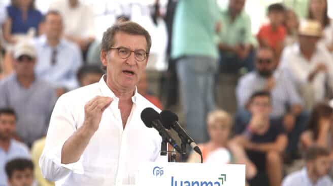 El presidente del Partido Popular, Alberto Núñez Feijóo ,en un acto para los comicios autonómicos del próximo día 19 a 12 de junio del 2022 en Jerez