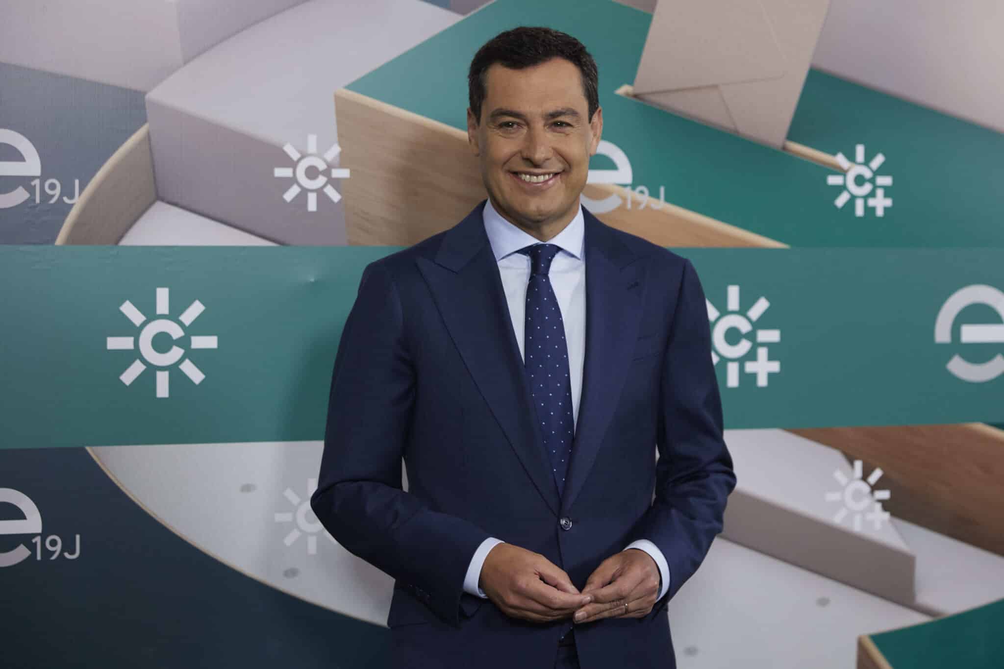 El candidato del Partido Popular a la reelección a la presidencia de la Junta de Andalucía, Juanma Moreno