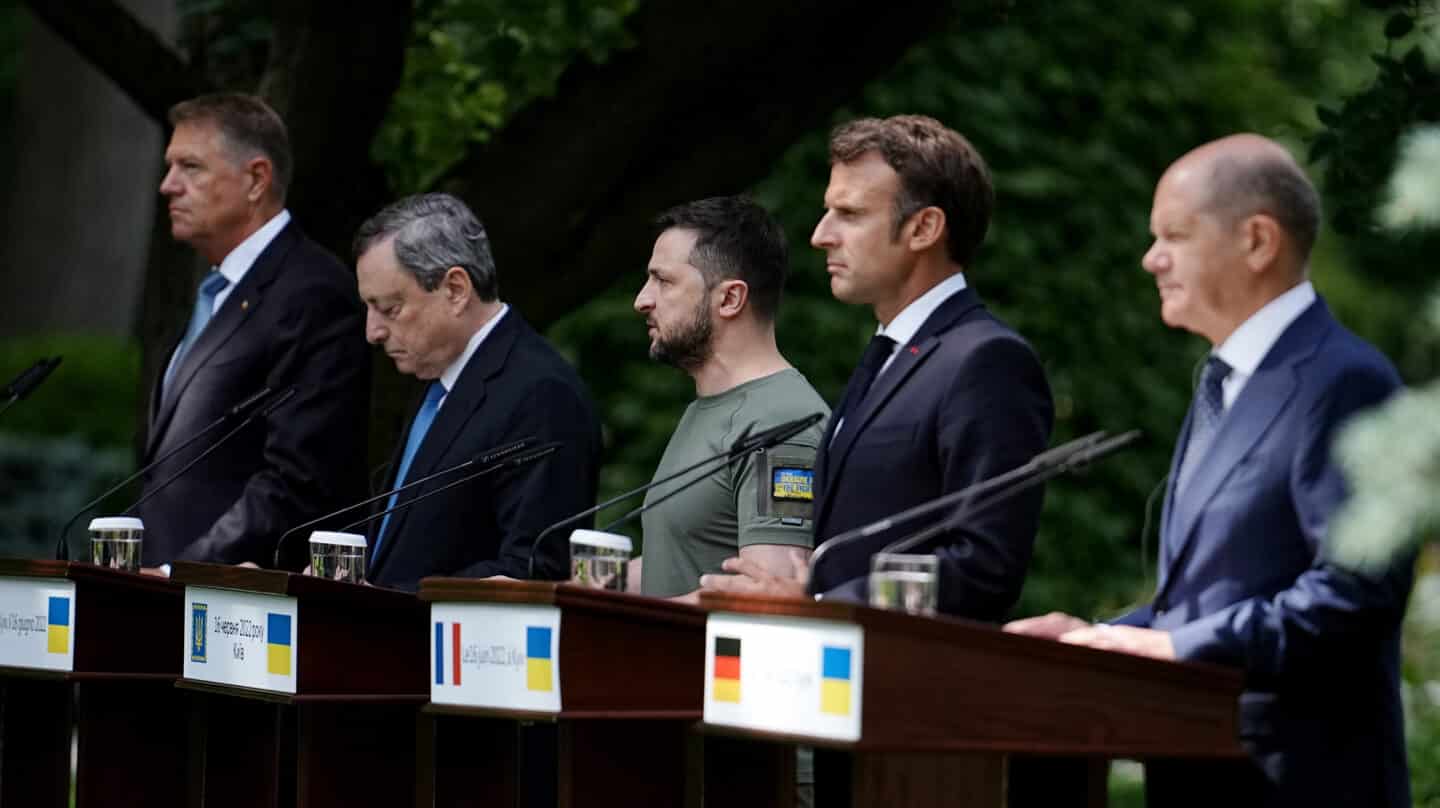 Iohannis, Draghi, Zelenski, Macron y Scholz en Kiev